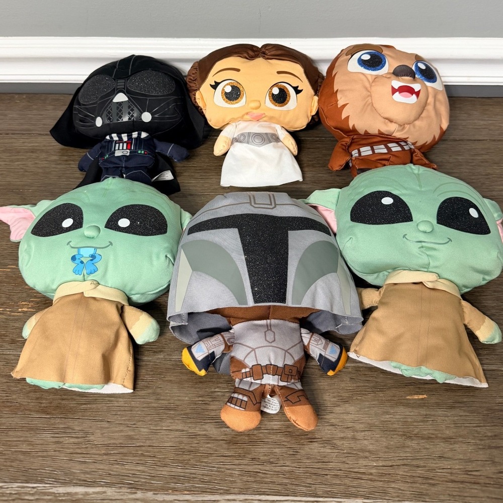 Star Wars Doorables Plush Lot Grogu Mandalorian Darth Vader Leia Chewbacca